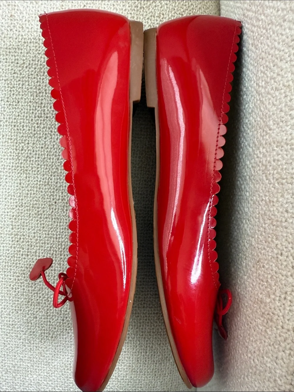 Elephantito Red Heart-Trim Patent Leather Ballet Flats Big girl size 5